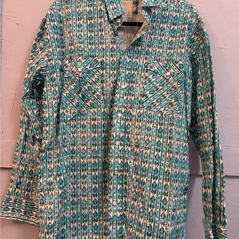 Men's Teal Uniquely Patterned Shirt